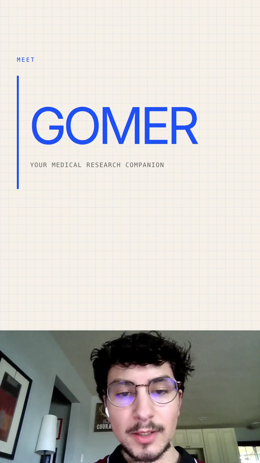 Drew presenting GOMER in the video walkthrough